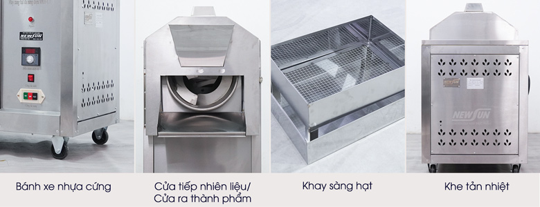 Chi tiết máy rang hạt dùng điện CY-50 lồng inox