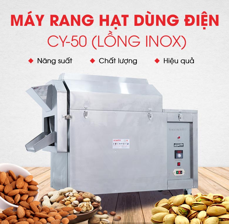 Máy rang hạt điện CY-50 lồng inox 