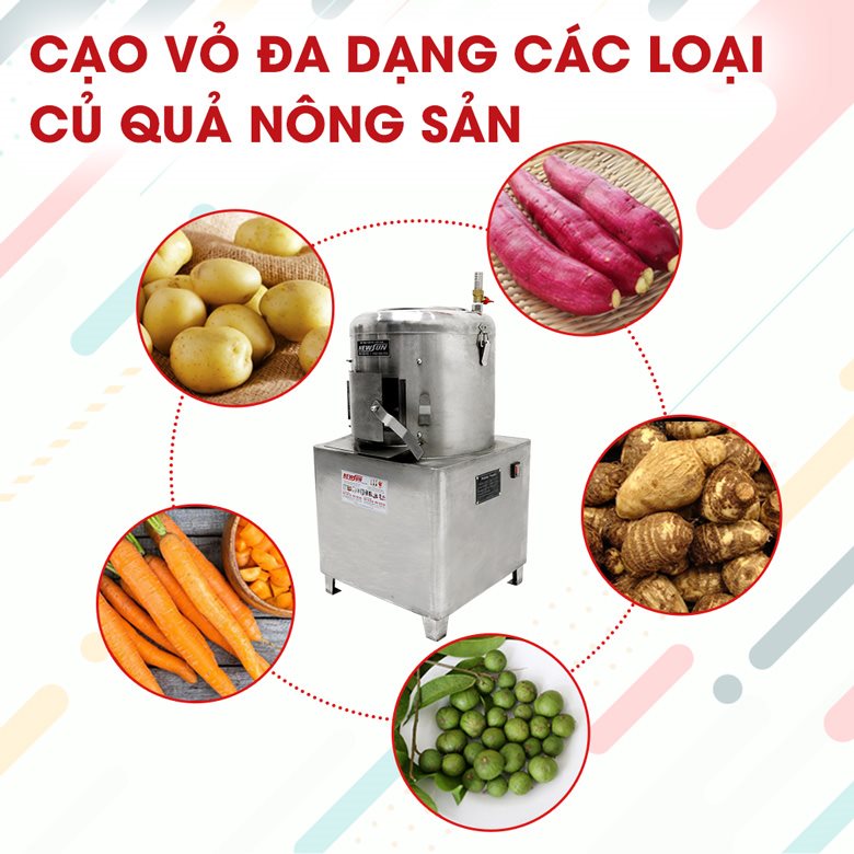 Sử dụng máy gọt khoai tây để gọt vỏ nhiều loại củ quả