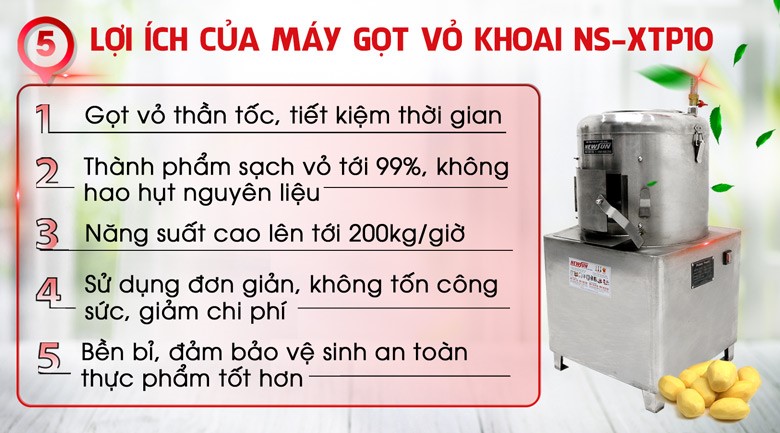 Những lợi ích nhận được khi dùng máy gọt khoai tây XTP10