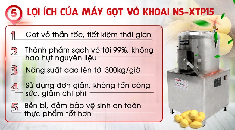 Lợi ích khi sử dụng máy gọt vỏ khoai tây XTP15