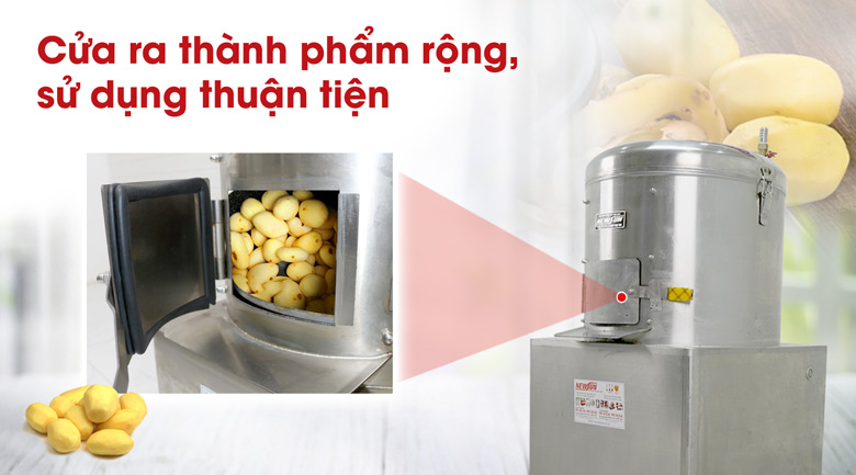 Máy gọt khoai tây XTP30 Lấy thành phẩm dễ dàng nhờ cửa ra rộng rãi