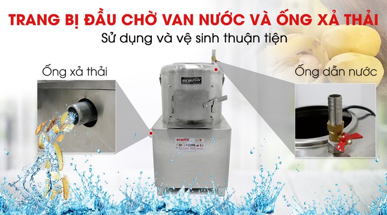 Máy gọt khoai tây XTP30 Ống cấp nước và ống xả thải
