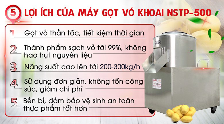 Máy gọt khoai tây TP-600 Lợi ích của việc sử dụng máy gọt khoai tây