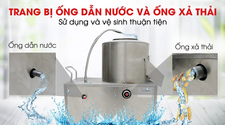 Máy gọt khoai tây TP-600 Ống dẫn nước và ống xả nước