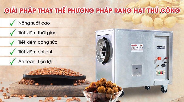 Review TOP 5 máy rang đậu nành được yêu thích hiện nay Máy rang đậu nành đa năng gas CY-15 lồng inox